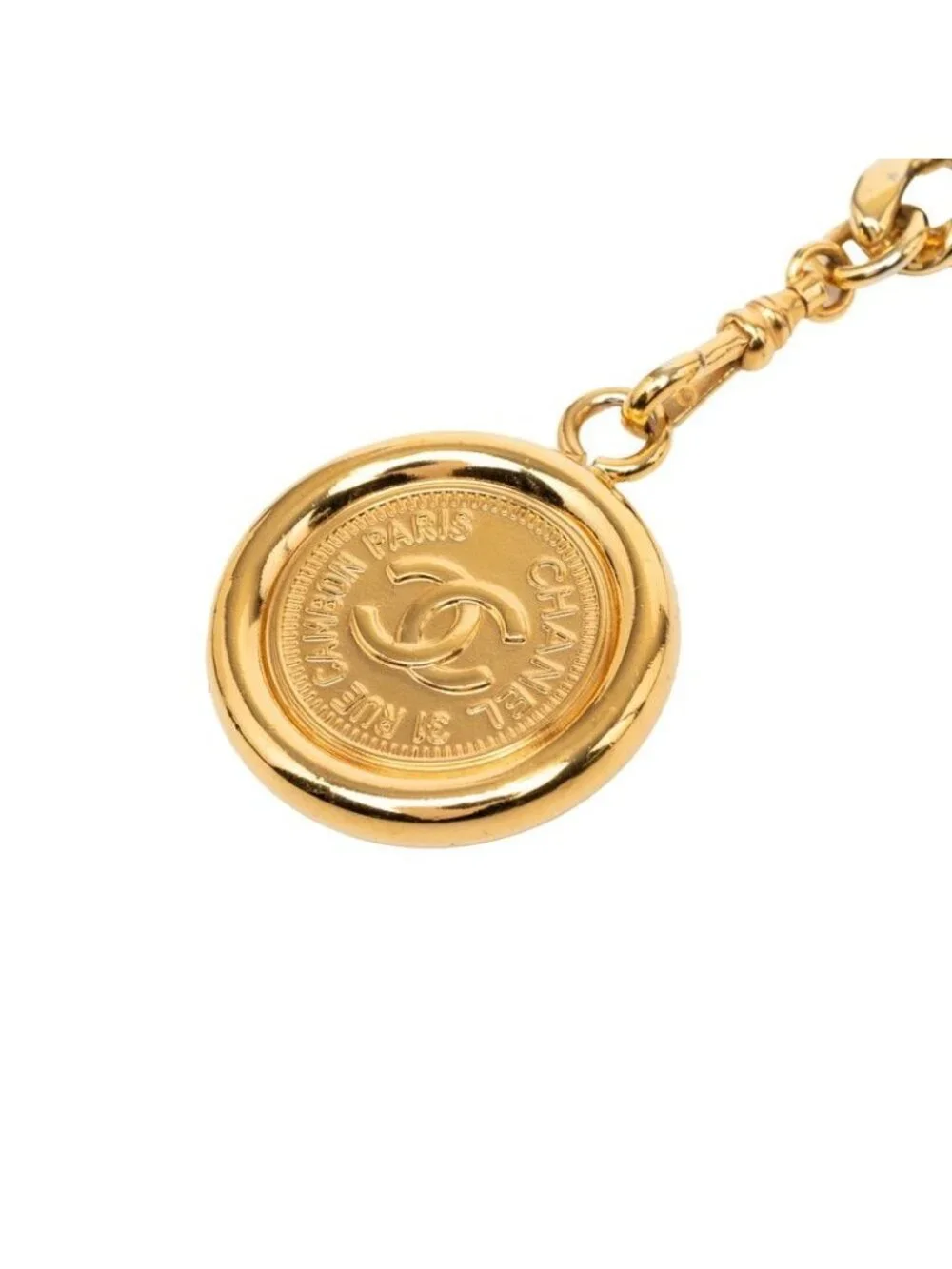 Chanel CC Logo 31 Rue Cambon Triple Strand Chain Belt Gold Plated Leather